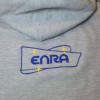 Large ENRA logo on hooded sweatshirt back